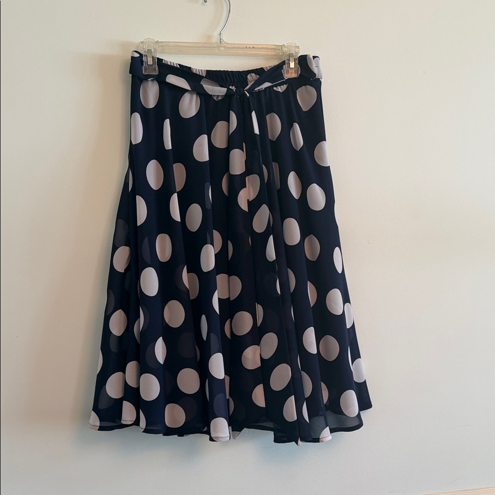 Navy & White Polka Dot A-Line Skirt